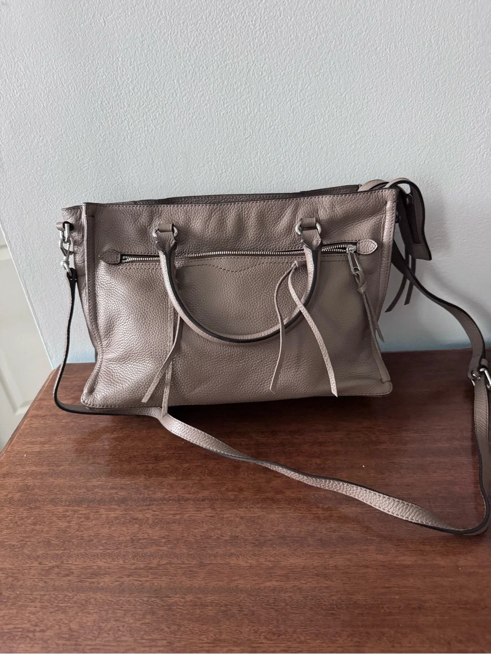 Rebecca Minkoff Pebbled Leather Shoulder Bag in Taupe